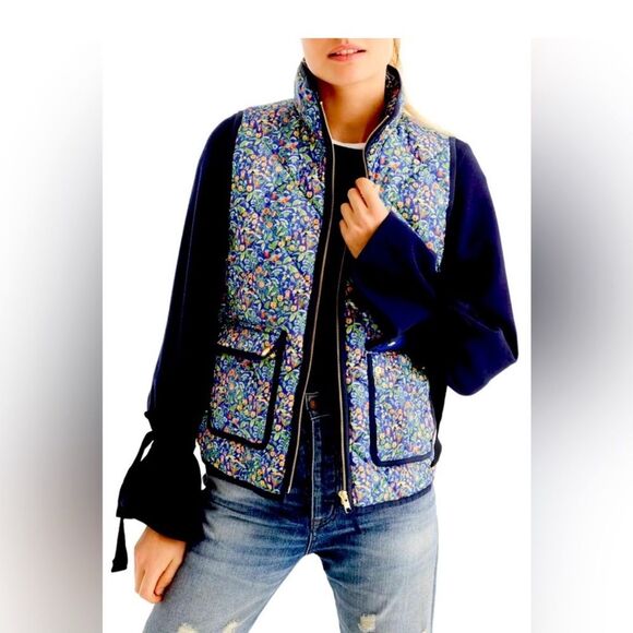 J. Crew Liberty Catesby Floral & Bird Excursion Quilted Vest SzXXS - Picture 1 of 14